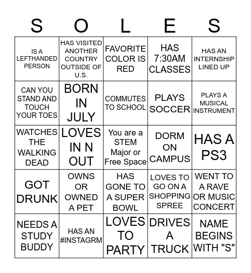 Meet and Greet Bingo Card