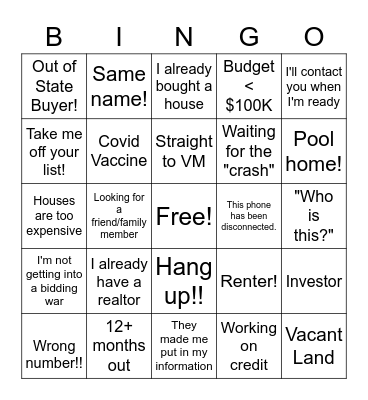 Qual Call Bingo Card