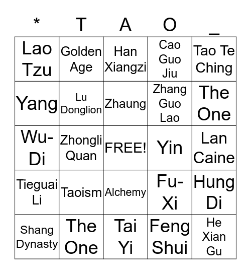 Taoism Bingo Card
