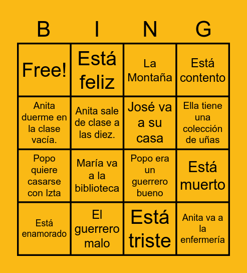 SOMOS Unidad 5 Bingo Card