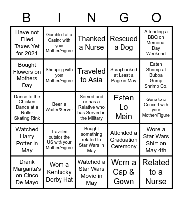 All Things May Bingo Card