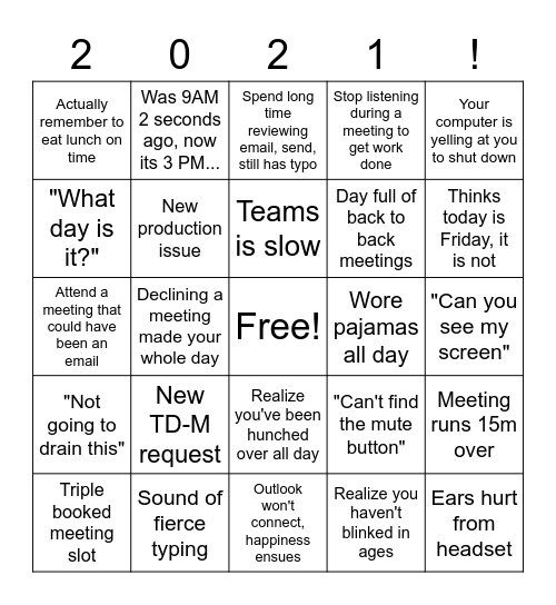 DAE Bingo Card