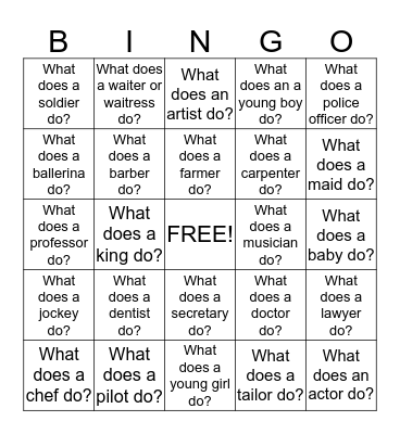 What Do These People Do? Bingo Card