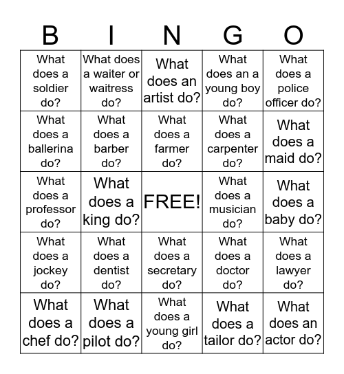 What Do These People Do? Bingo Card