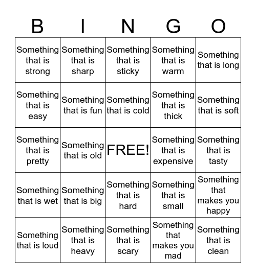 Name Something Bingo Card