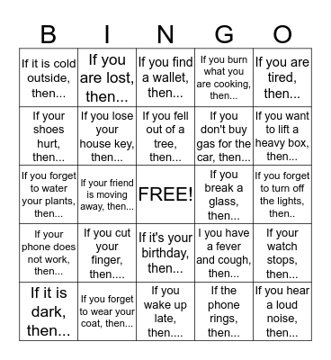 If...... Then Bingo Card
