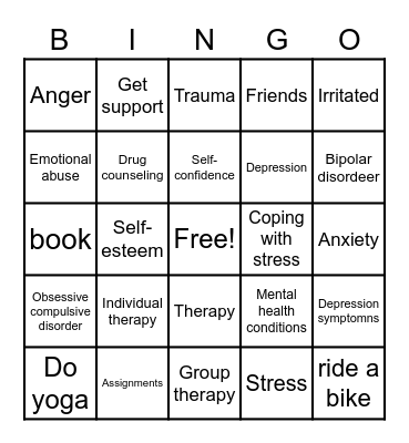 Coping with Stress Bingo Card