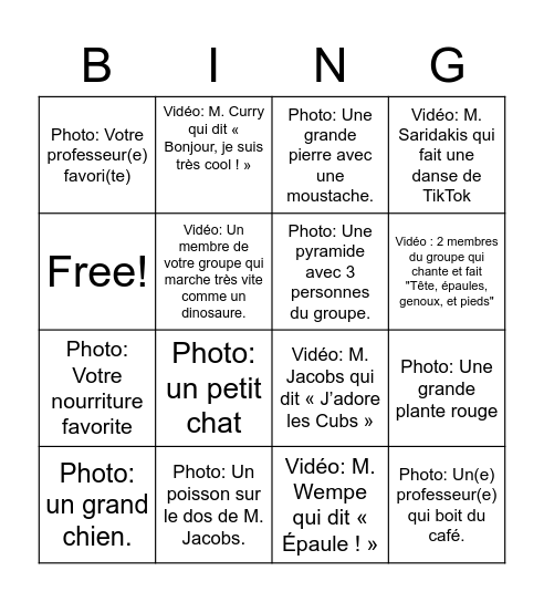 Chasse au trésor ! Bingo Card