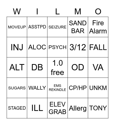 WILMO Bingo Card