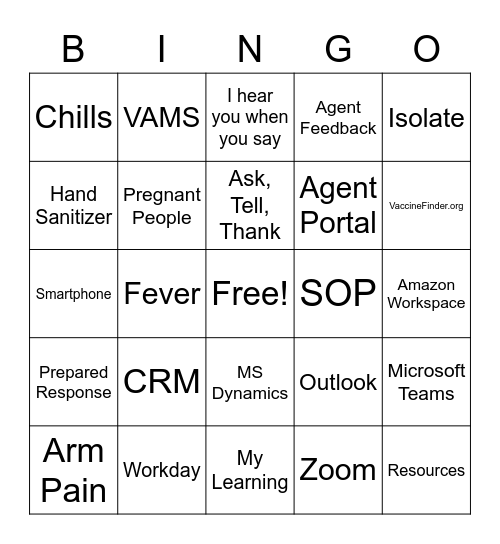 CDC Bingo Card