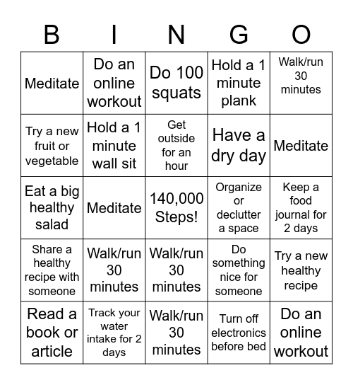 ST. JOHN XXIII WELLNESS BINGO Card