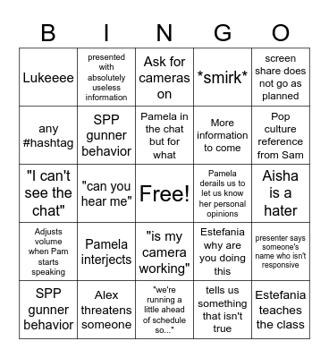 SPP Orientation Bingo Card