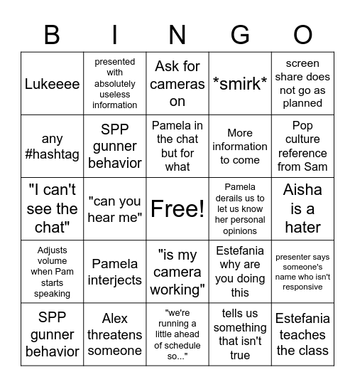 SPP Orientation Bingo Card