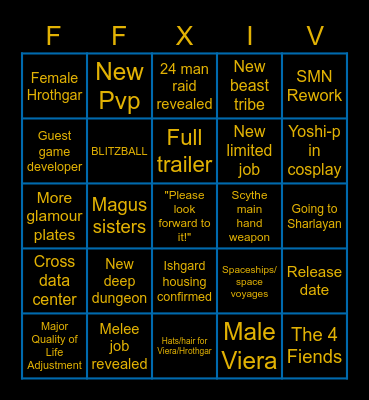 Fan Fest 2021 Bingo Card