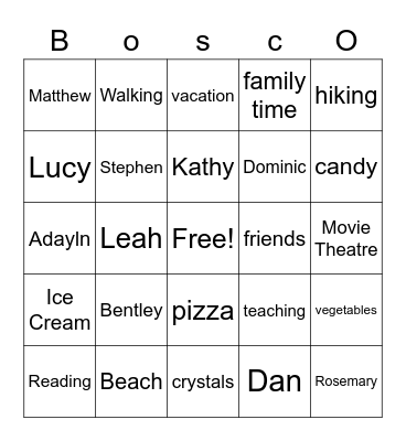 Birthday Bingo Card