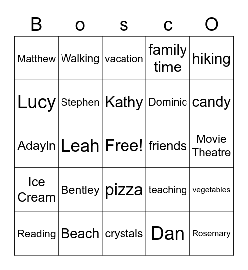 Birthday Bingo Card