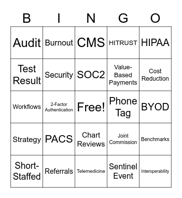 Radiology discovery for Spok Go (Clinical Diagnostics Package) Bingo Card