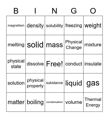 Matter Bingo Card