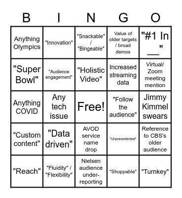 Upfront Bingo Card