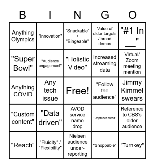 Upfront Bingo Card