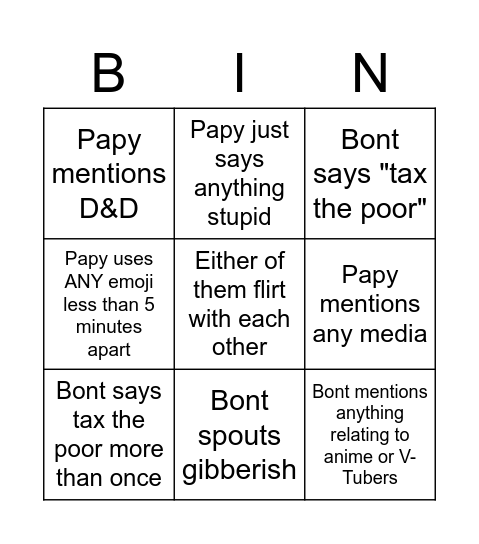 Untitled Bingo Card