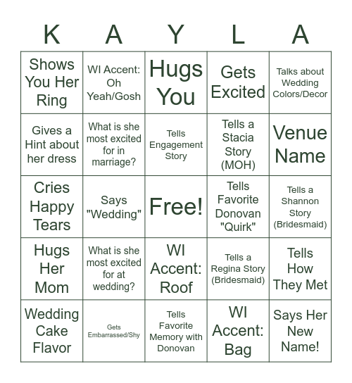 Mikayla's Shower Bingo! Bingo Card
