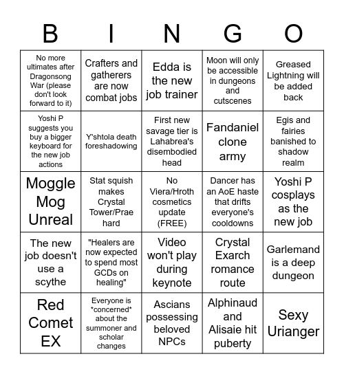 Fanfest Bingo Card