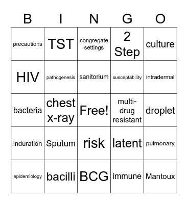 TB Bingo Card