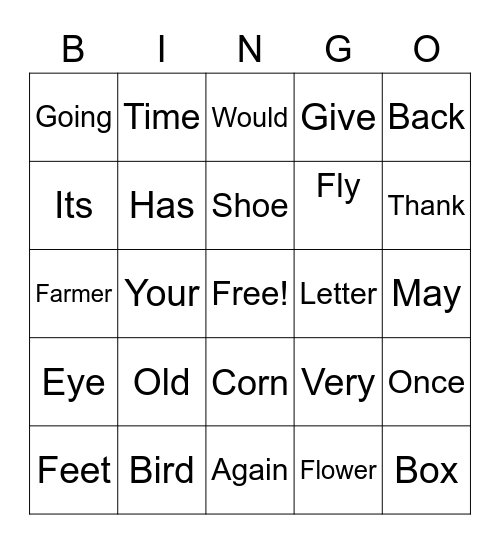 OT Bingo Card