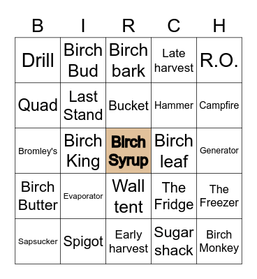 Birch Bingo Card