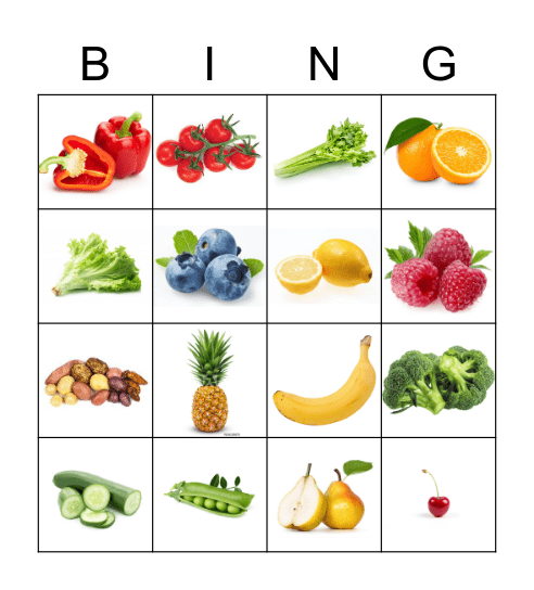 Les Fruits & Légumes Bingo Card
