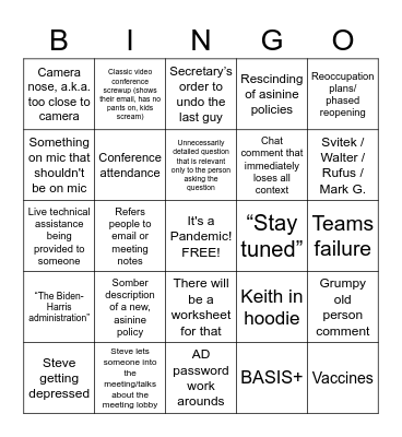 ESC All Hands Bingo Card