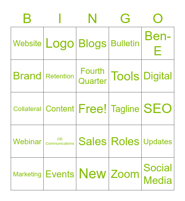 Marketing Bingo Card