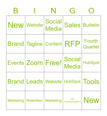 Marketing Bingo Card