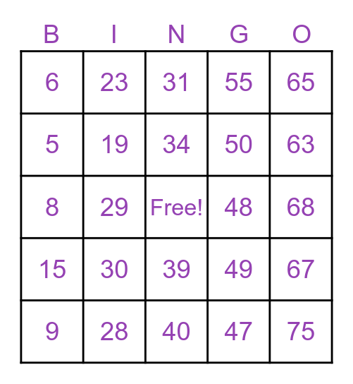 ANGEL'S BIRTHDAY Bingo Card