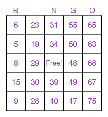 ANGEL'S BIRTHDAY Bingo Card