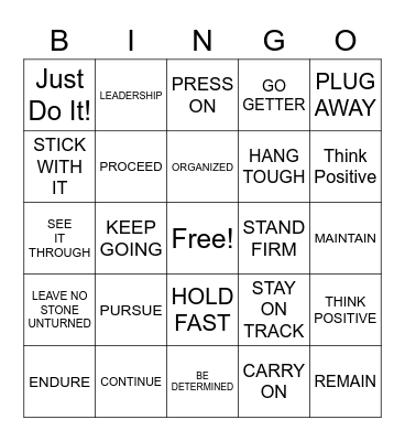 PERSEVERANCE Bingo Card