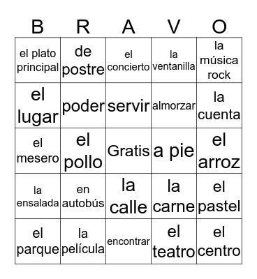 En la ciudad Bingo Card