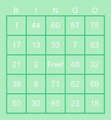 VIRTUA Bingo Card