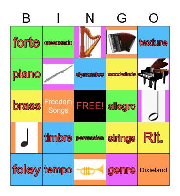 MUSIC VOCAB Bingo Card