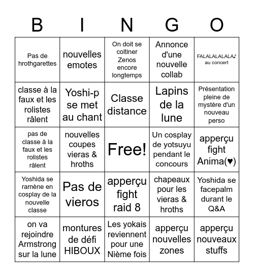 ENDWALKER Bingo Card