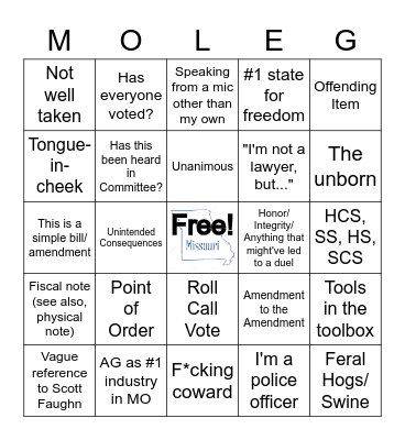 House Floor Bingo Card