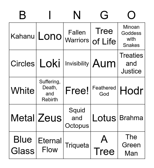 Symbols of Ancient Cultures Bingo Card