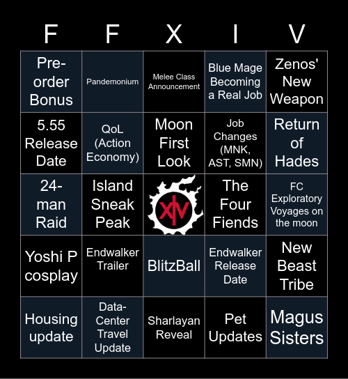 FFXIV Fanfest 2021 Bingo Card