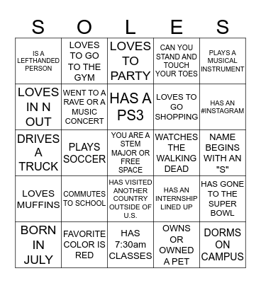 Meet and Greet Bingo Card