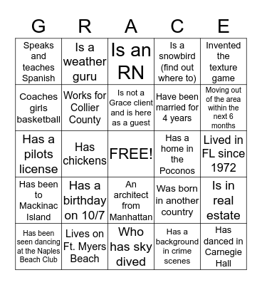 Who am I ? ? ? Bingo Card