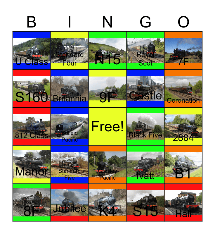 Steam Loco Elimination Bingo Card