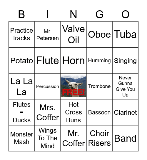 Harvard Music Bingo! Bingo Card