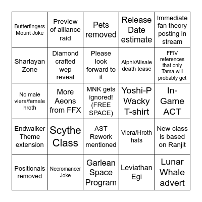 Tamachi's Crackhead Bingo Card