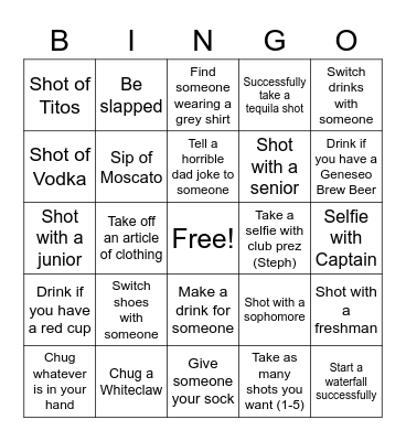 Ski Team Tour Bingo! Bingo Card